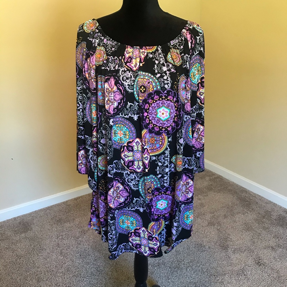 3X Purple Paisley Tunic Blouse
